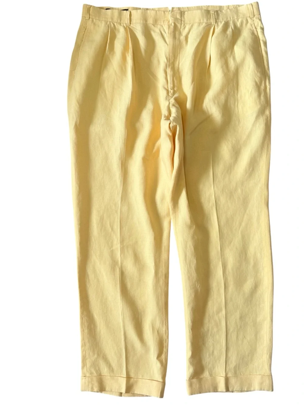 Vintage Brooks Brothers Yellow Linen Trousers Size 42